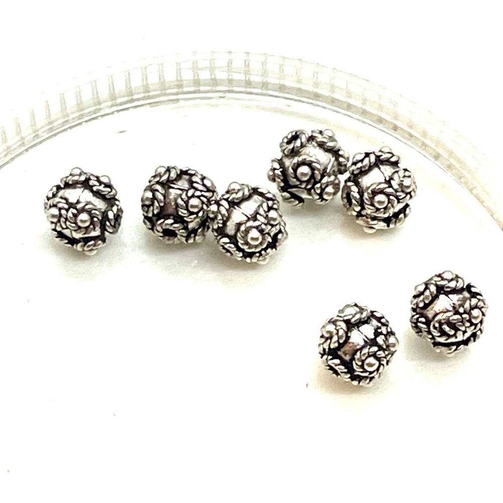 Lot of 7 Sterling Bali 7mm Round New Beads!!